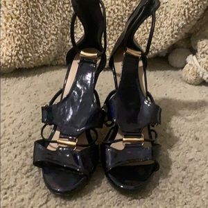 Black patent leather heels